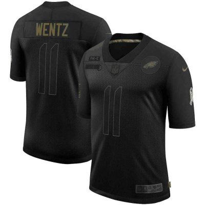 Men's Philadelphia Eagles #11 Carson Wentz Black 2020 Salute To Service Limited Stitched Jersey