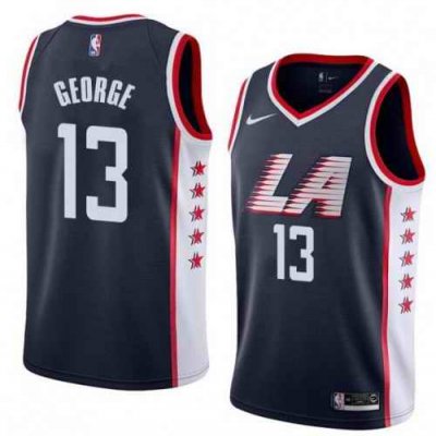 Men's Los Angeles Clippers #13 Paul George Black Stitched NBA Jersey