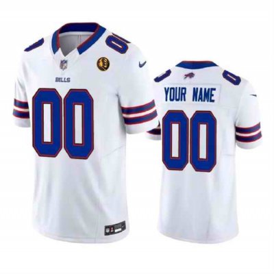 Men's Buffalo Bills Active Player Custom White 2023 F.U.S.E. With John Madden Patch Vapor Limited Stitched Football Jersey