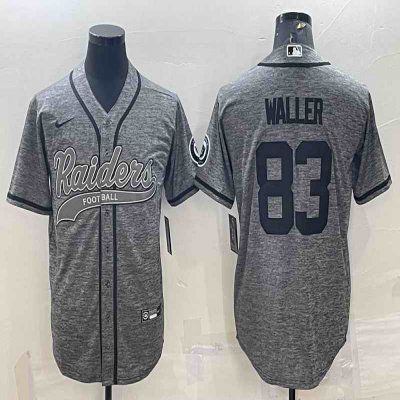 Men's Las Vegas Raiders #83 Darren Waller Grey With Patch Cool Base Stitched Baseball Jersey