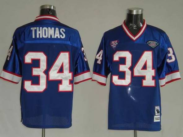 Men's Buffalo Bills Customized Blue Mitchell & Ness Throwback Stitched Jersey