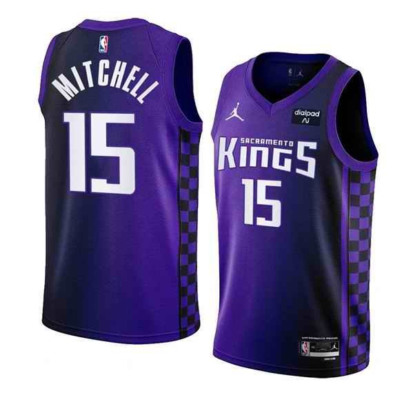 Men's Sacramento Kings #15 Davion Mitchell Purple 2023/24 Statement Edition Swingman Stitched Basketball Jersey