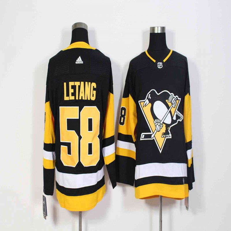 Men's Adidas Pittsburgh Penguins #58 Kris Letang Black Stitched NHL Jersey