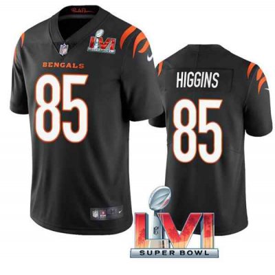 Youth Cincinnati Bengals #85 Tee Higgins 2022 Black Super Bowl LVI Vapor Limited Stitched Jersey