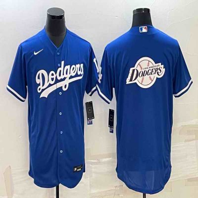 Men's Los Angeles Dodgers Blue Team Big Logo Flex Base Stitched Baseball Jersey