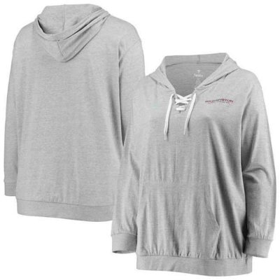 Women's Washington Commanders Heathered Gray  Lace-Up Pullover Hoodie