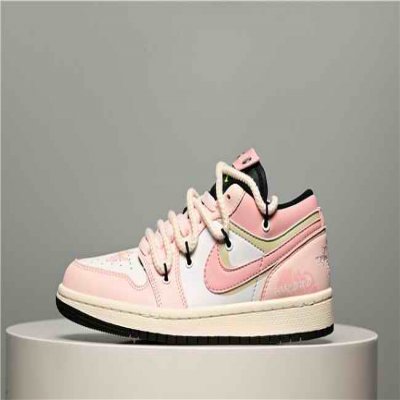 Men's Running Weapon Air Jordan 1 Low Pink/White Shoes 0541