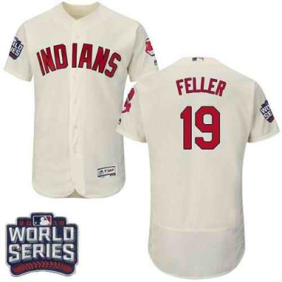 Indians #19 Bob Feller Cream Flexbase Authentic Collection 2016 World Series Bound Stitched MLB Jersey