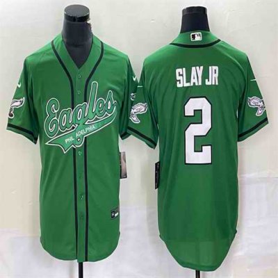 Men's Philadelphia Eagles #2 Darius Slay JR Green Cool Base Stitched Baseball Jersey