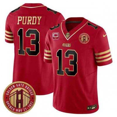 Men's San Francisco 49ers #13 Brock Purdy Red F.U.S.E. Golden Gate Bridge With 1-Star C Patch Balck Scarlet Vapor Limited Stitched Football Jersey