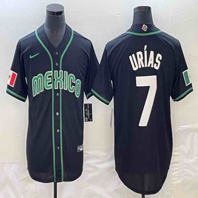 Men's Mexico Baseball #7 Julio Ur'as 2023 Black World Baseball Classic Stitched Jersey