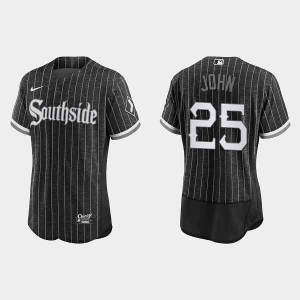 Men's Chicago White Sox #25 Tommy John Black 2021 City Connect Flex Base Stitched Jersey