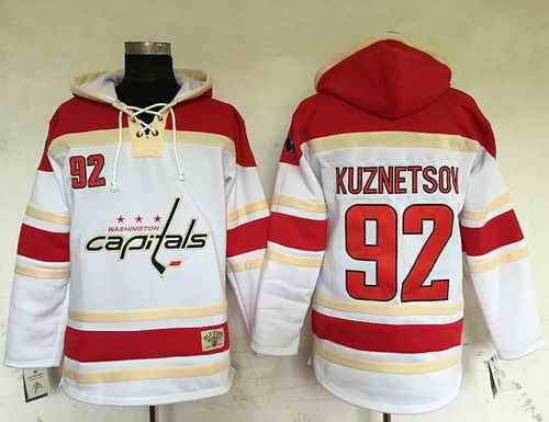 Capitals #92 Evgeny Kuznetsov White Sawyer Hooded Sweatshirt Stitched NHL Jersey