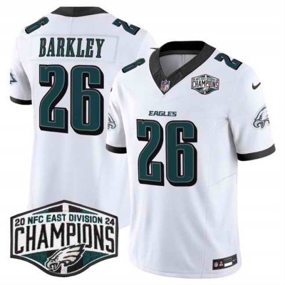 Men's Philadelphia Eagles #26 Saquon Barkley White 2024 New NFC East Champions F.U.S.E. Vapor Untouchable Limited Stitched Football Jersey