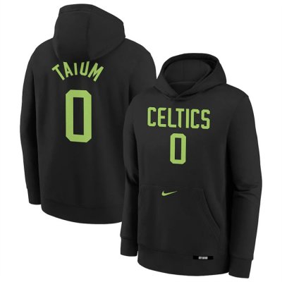 Men's Boston Celtics #0 Jayson Tatum Black 2024/25 City Edition Fleece Club Pullover Hoodie