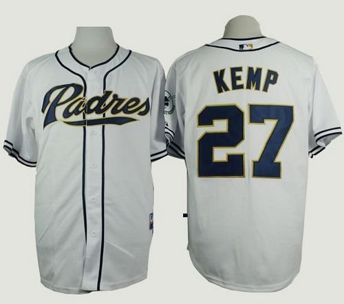 Padres #27 Matt Kemp White Cool Base Stitched MLB Jersey