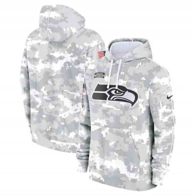 Youth Seattle Seahawks 2024 White/Gray Salute To Service Pullover Hoodie