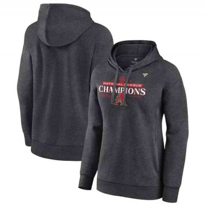 Women's Arizona Diamondbacks Heather Charcoal 2023 National League Champions Locker Room Pullover Hoodie(Run Small)