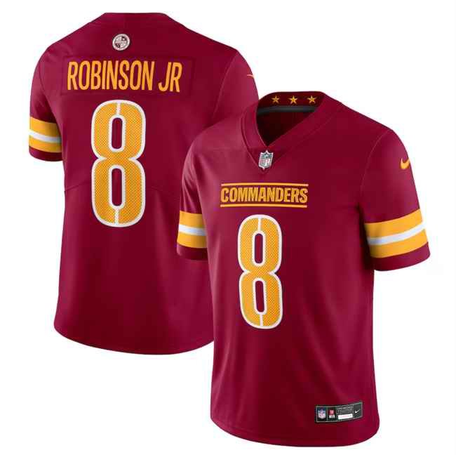 Men's Washington Commanders #8 Brian Robinson Jr Burgundy 2024 Vapor Limited Stitched Football Jersey