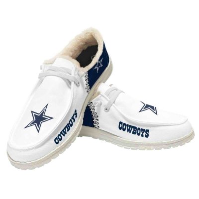 Men's Dallas Cowboys Loafers Lace Up Fuzzy Lined Shoes 002 (Pls check description for details)