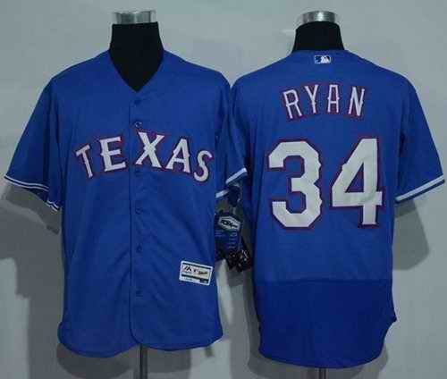 Rangers #34 Nolan Ryan Blue Flexbase Authentic Collection Stitched MLB Jersey