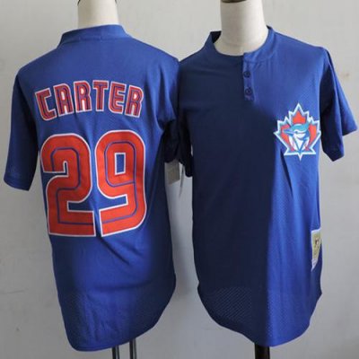 Mitchell And Ness 1997 Blue Jays #29 Joe Carter Blue Throwback Stitched MLB Jersey