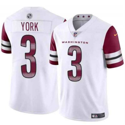 Men's Washington Commanders #3 Cade York White 2024 Vapor Limited Stitched Football Jersey