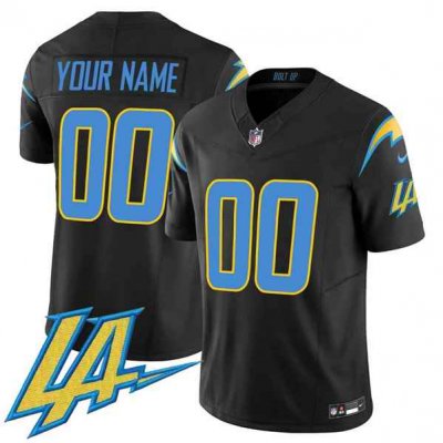 Men's Los Angeles Chargers Customized Black 2024  V2 Limited Stitched Football Jersey