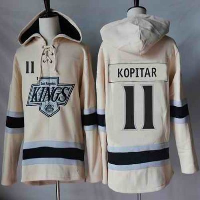 Kings #11 Anze Kopitar Cream Sawyer Hooded Sweatshirt Stitched NHL Jersey