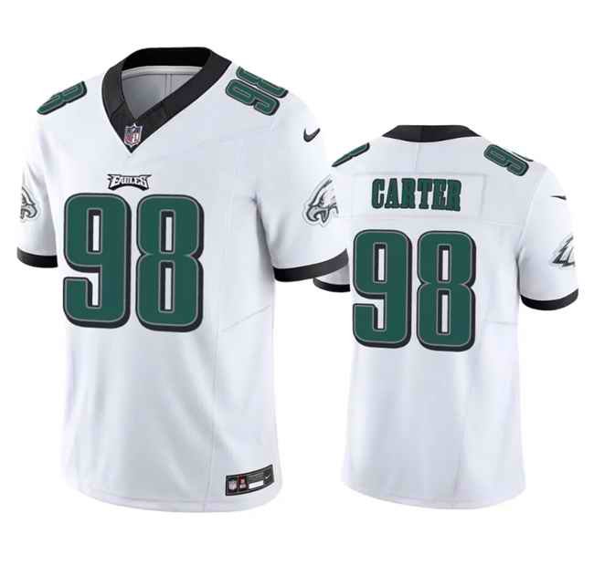 Men's Philadelphia Eagles #98 Jalen Carter White 2023 F.U.S.E. Vapor Untouchable Limited Stitched Football Jersey