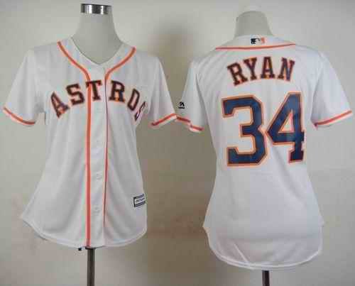 Astros #34 Nolan Ryan White Home Women's Stitched MLB Jersey