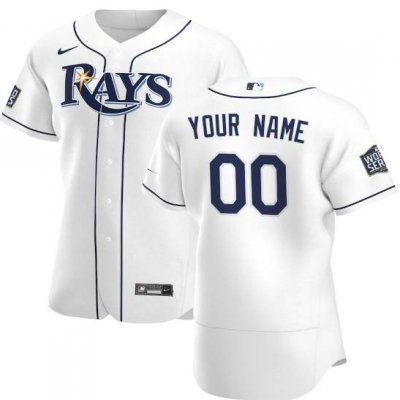 Men's Tampa Bay Rays Customized White 2020 World Series Bound Flex Base Stitched MLB Jersey