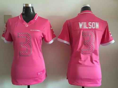 Nike Seahawks #3 Russell Wilson Pink Women's Stitched NFL Elite Bubble Gum Jersey