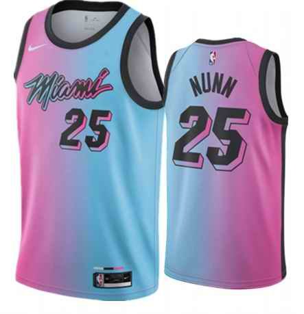 Men's Miami Heat #25 Kendrick Nunn 2020-21 Blue/Pink City Edition Stitched Jersey