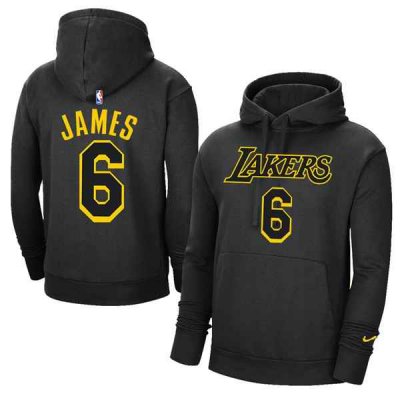 Men's Los Angeles Lakers #6 LeBron James 2021 Black Pullover Hoodie