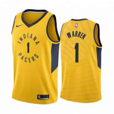 Men's Indiana Pacers #1 T.J. Warren Yellow Stitched Jersey