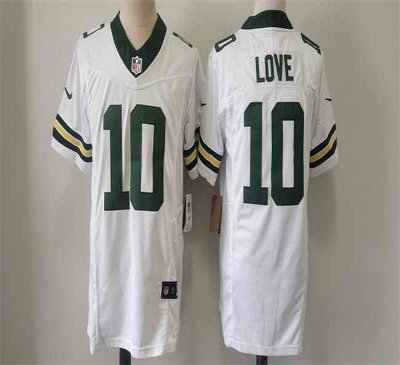 Men's Green Bay Packers #10 Jordan Love White Vapor 2024 F.U.S.E. Limited Stitched Football Jersey