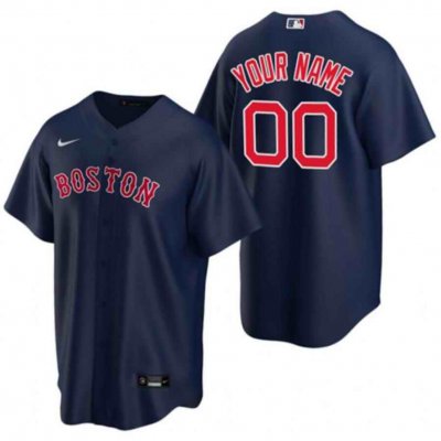 Men's Boston Red Sox Customized Navy Cool Base Stitched Baseball Jersey