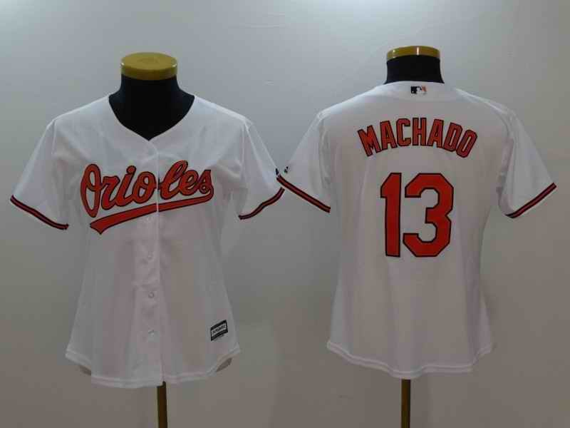 Women's Baltimore Orioles #13 Manny Machado White Cool Base Stitched Jersey