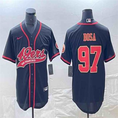 Men's San Francisco 49ers #97 Nick Bosa Black With Patch Cool Base Stitched Baseball Jersey