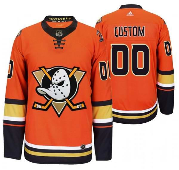 Men's Anaheim Ducks Custom Orange Stitched Hockey Jersey