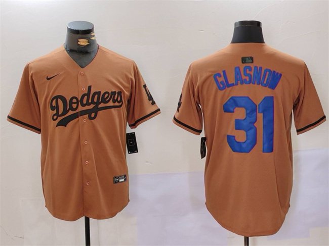 Men's Los Angeles Dodgers #31 Mike Piazza Brown Cool Base Stitched Baseball Jersey