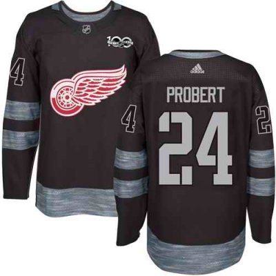 Red Wings #24 Bob Probert Black 1917-2017 100th Anniversary Stitched NHL Jersey