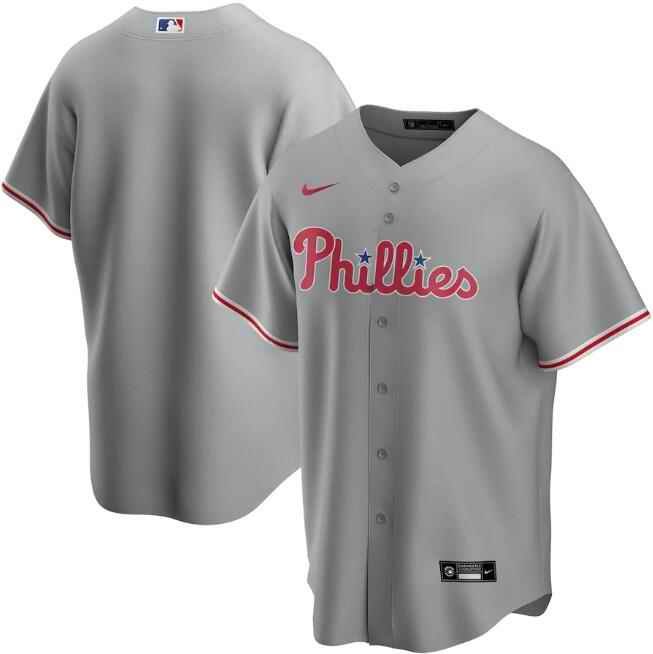 Men's Philadelphia Phillies Blank Grey Cool Base Stitched Jersey