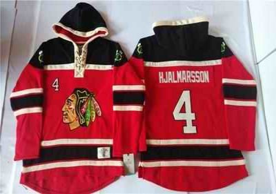 Blackhawks #4 Niklas Hjalmarsson Red Sawyer Hooded Sweatshirt Stitched NHL Jersey