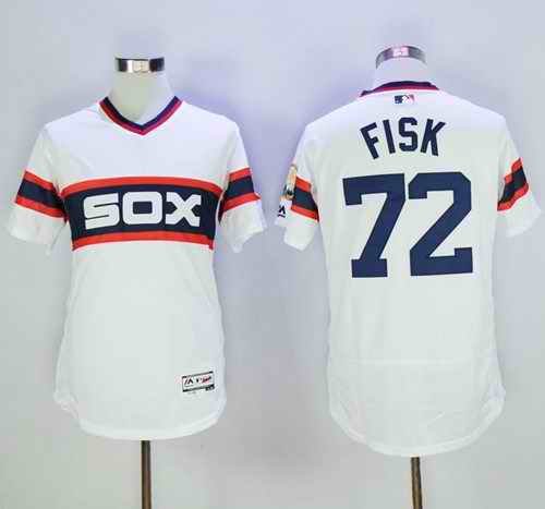 White Sox #72 Carlton Fisk White Flexbase Authentic Collection Alternate Home Stitched MLB Jersey