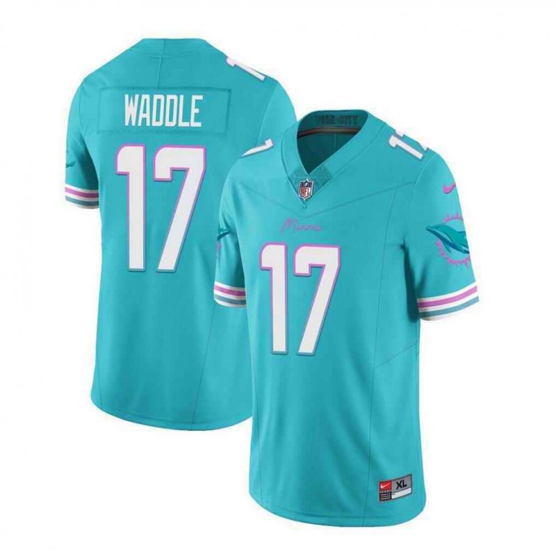 Men's Miami Dolphins #17 Jaylen Waddle Aqua 2023 F.U.S.E Vapor Limited Stitched Football Jersey