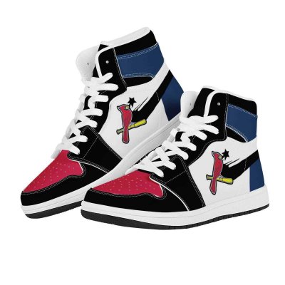 Men's St. Louis Cardinals High Top Leather AJ1 Sneakers 001