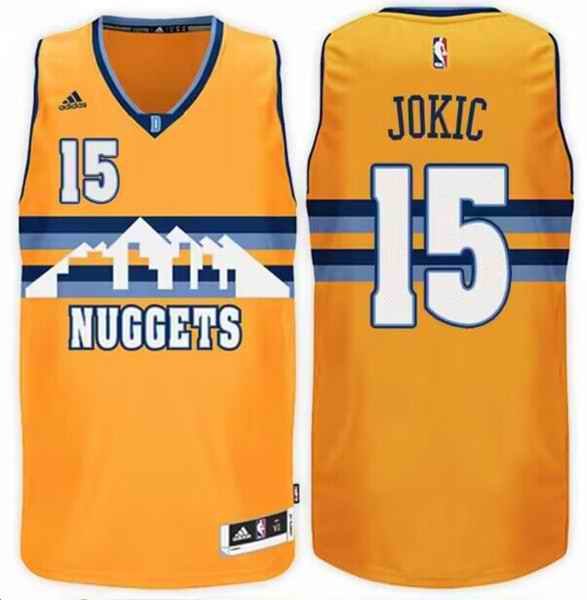 Men's Denver Nuggets #15 Nikola Jokic Gold 2016-17 Swingman Stitched Basketball Jersey