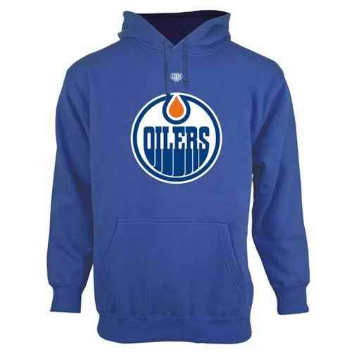 Edmonton Oilers Old Time Hockey Big Logo with Crest Pullover Hoodie Royal Blue